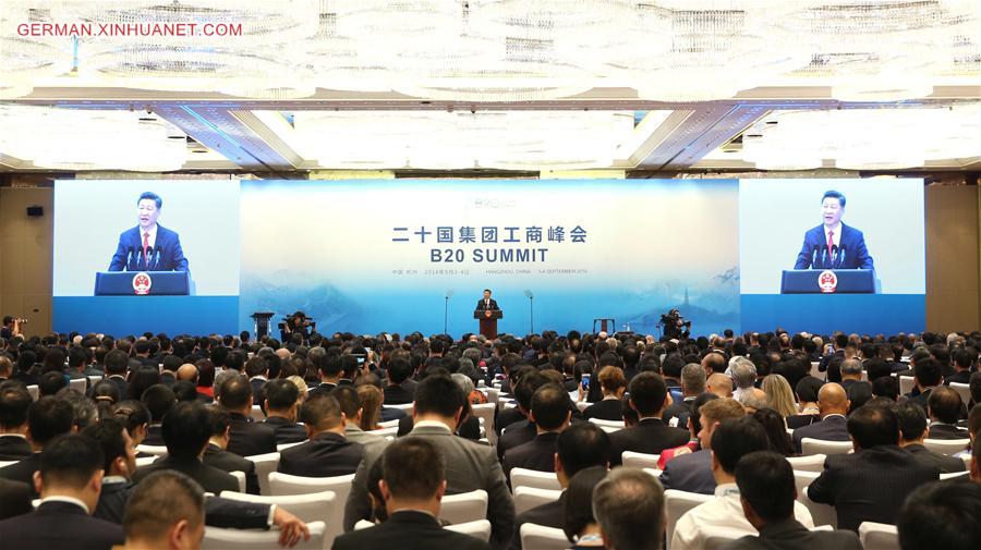 (G20 SUMMIT)CHINA-HANGZHOU-B20-XI JINPING-SPEECH (CN)