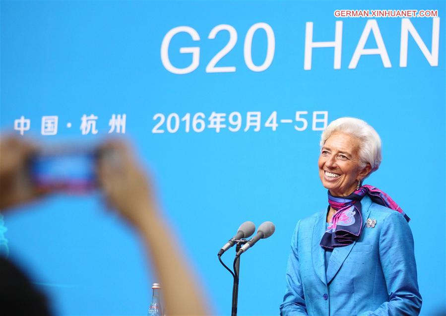 (G20 SUMMIT)CHINA-HANGZHOU-G20-IMF-CHRISTINE LAGARDE-PRESS CONFERENCE (CN)