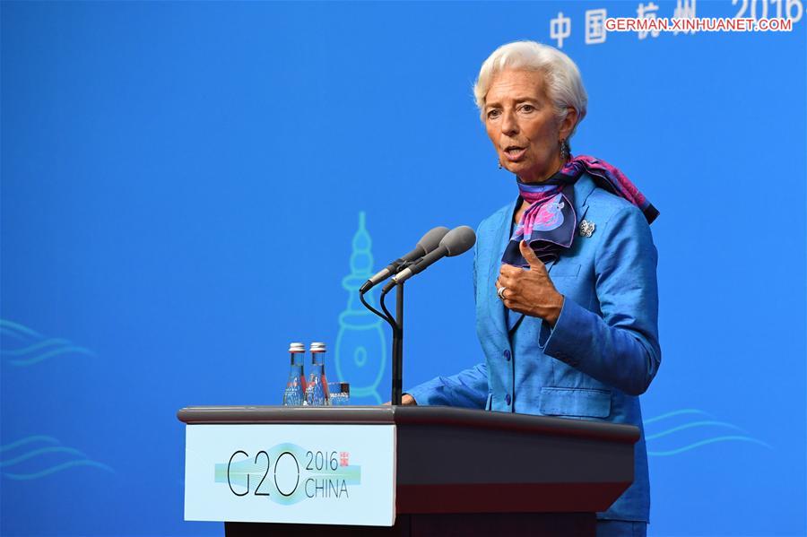 (G20 SUMMIT)CHINA-HANGZHOU-G20-IMF-CHRISTINE LAGARDE-PRESS CONFERENCE (CN)