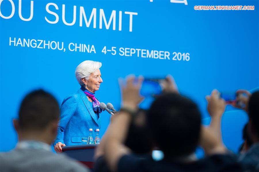 (G20 SUMMIT)CHINA-HANGZHOU-G20-IMF-CHRISTINE LAGARDE-PRESS CONFERENCE (CN)