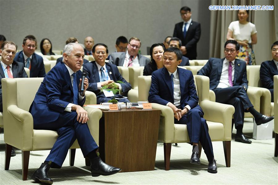 (G20 SUMMIT)CHINA-HANGZHOU-ALIBABA-JACK MA-AUSTRALIAN PM-VISIT (CN)
