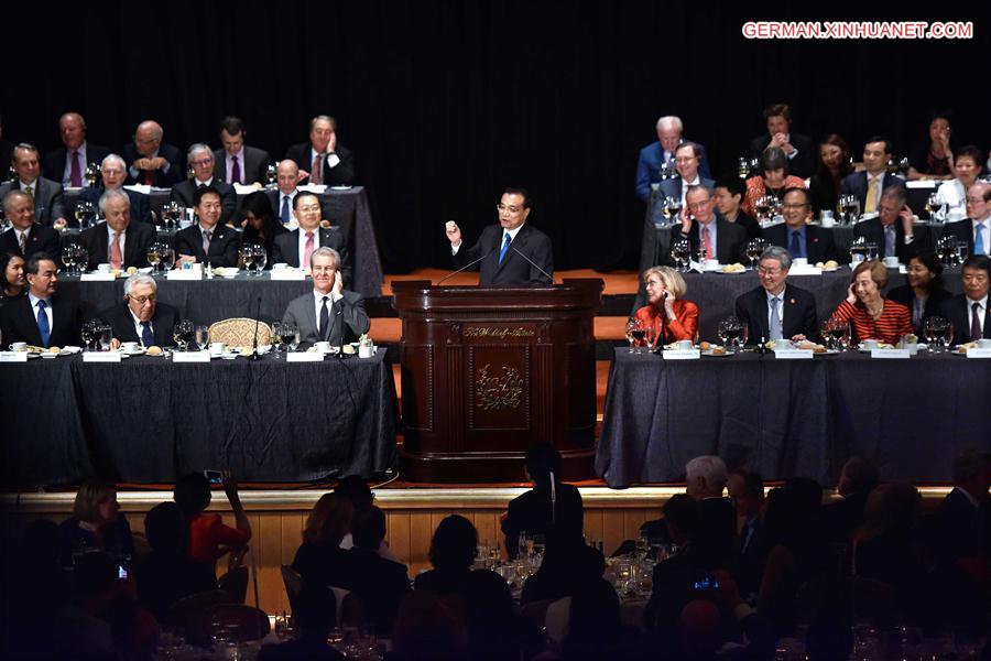 US-NEW YORK-CHINESE PREMIER-WELCOMING DINNER PARTY