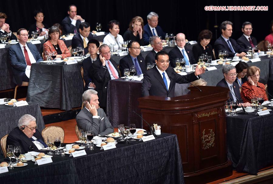 US-NEW YORK-CHINESE PREMIER-WELCOMING DINNER PARTY