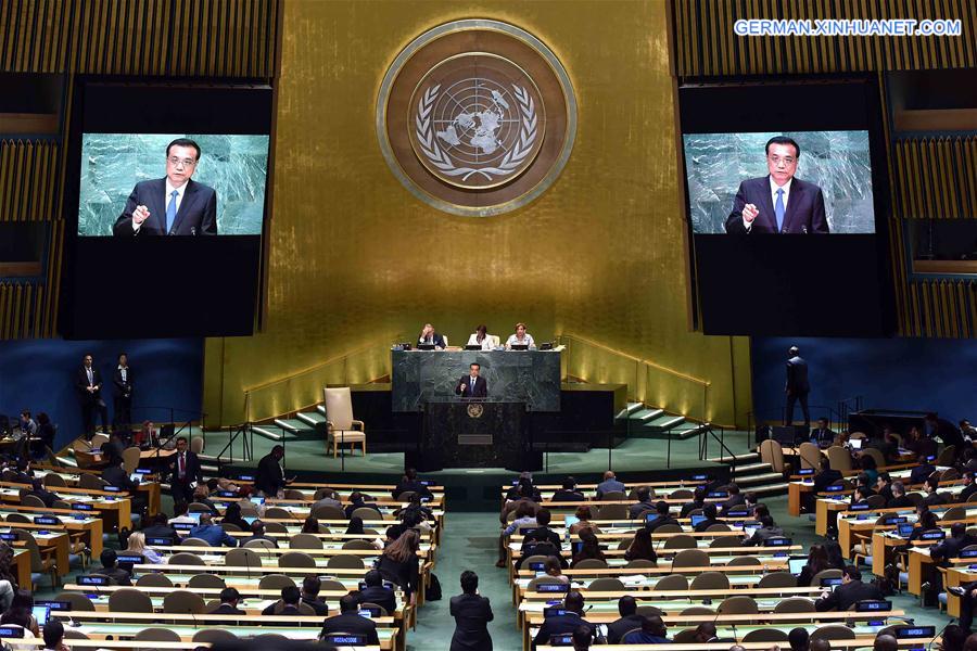 UN-GENERAL ASSEMBLY-CHINESE PREMIER-SPEECH