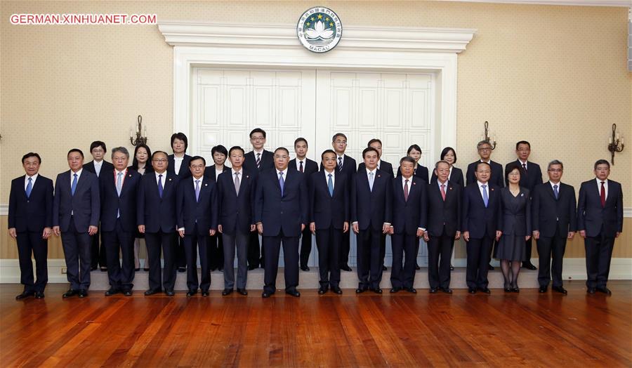 CHINA-MACAO-LI KEQIANG-SAR GOVERNMENT-HEADQUARTERS-VISIT (CN)