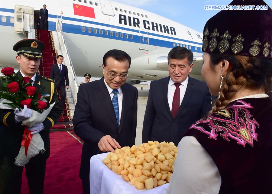 KYRGYZSTAN-BISHKEK-LI KEQIANG-ARRIVAL 