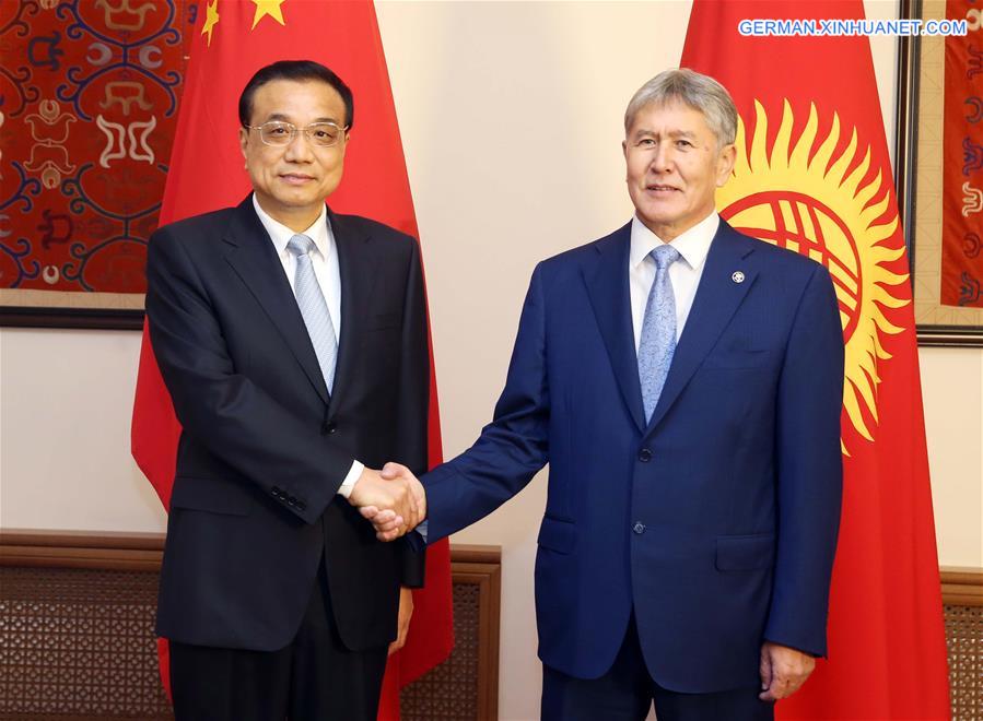 KYRGYZSTAN-BISHKEK-LI KEQIANG-ATAMBAYEV-MEETING