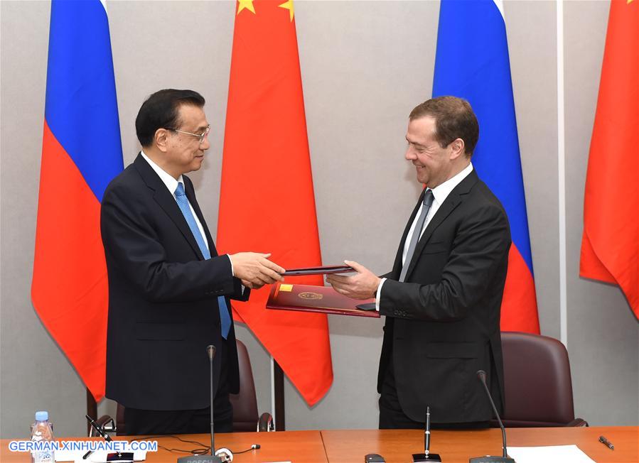 RUSSIA-CHINA-LI KEQIANG-MEDVEDEV-COMMUNIQUE