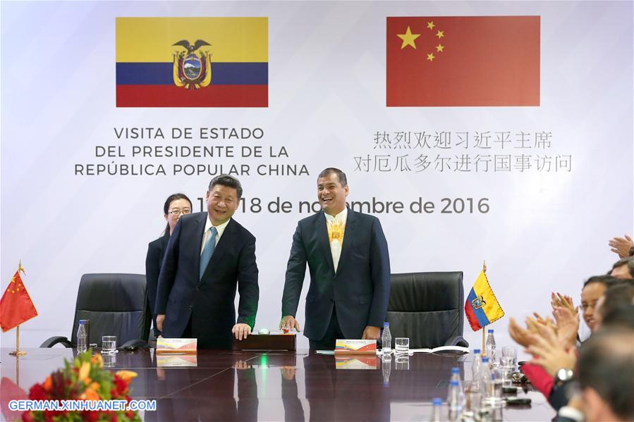 ECUADOR-QUITO-CHINESE PRESIDENT-HYDROELECTRIC PLANT-INAUGURATION