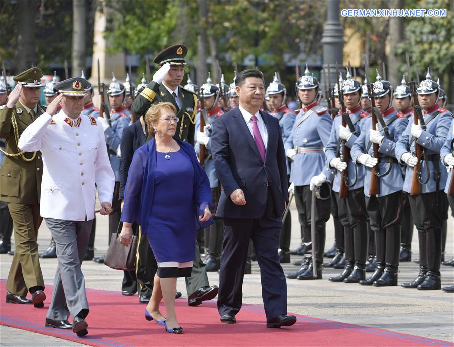 CHILE-SANTIAGO-CHINESE PRESIDENT-WELCOMING CEREMONY 