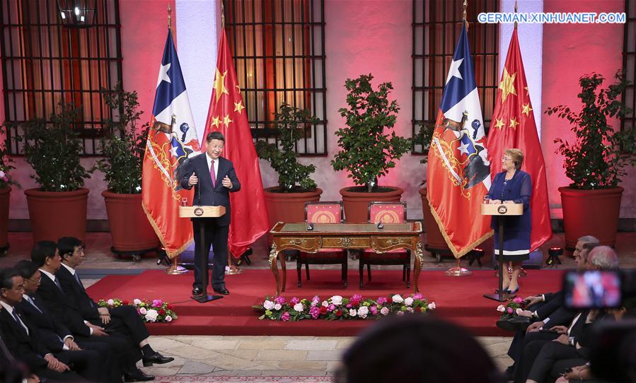 CHILE-SANTIAGO-CHINESE PRESIDENT-PRESS CONFERENCE 