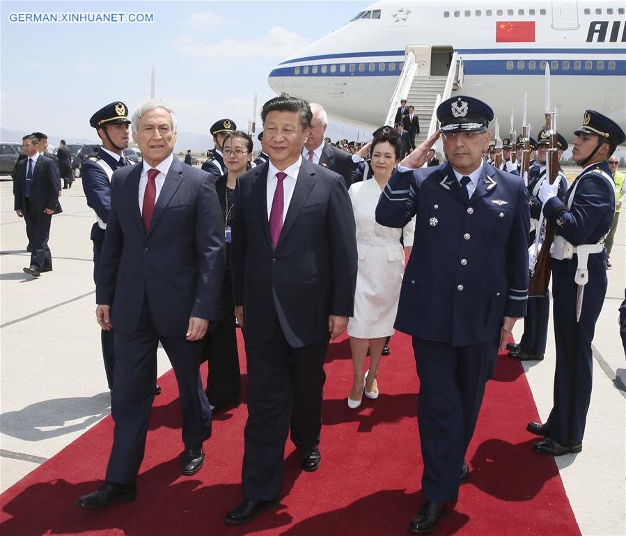 CHILE-SANTIAGO-CHINESE PRESIDENT-ARRIVAL 