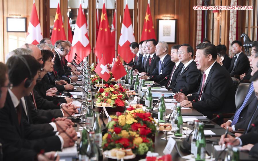 SWITZERLAND-CHINA-XI JINPING-DORIS LEUTHARD-TALKS 