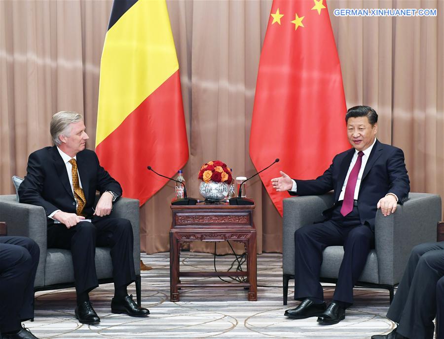 SWITZERLAND-DAVOS-CHINA-XI JINPING-BELGIAN KING-MEETING 