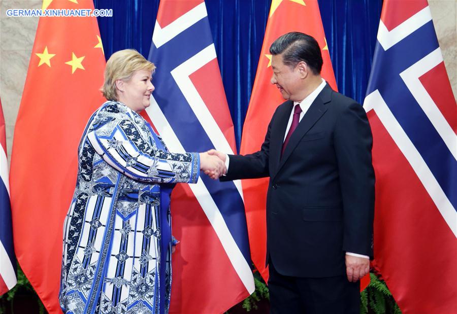 CHINA-BEIJING-XI JINPING-NORWAY-PM-MEETING (CN)