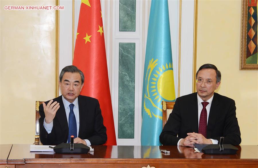 KAZAKHSTAN-ASTANA-WANG YI-KAZAKH FM-JOINT PRESS CONFERENCE