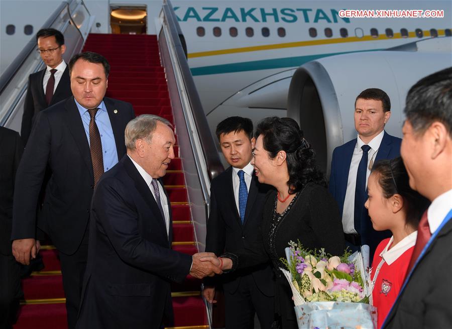 (BRF)CHINA-BELT AND ROAD FORUM-KAZAKH PRESIDENT-ARRIVAL (CN)