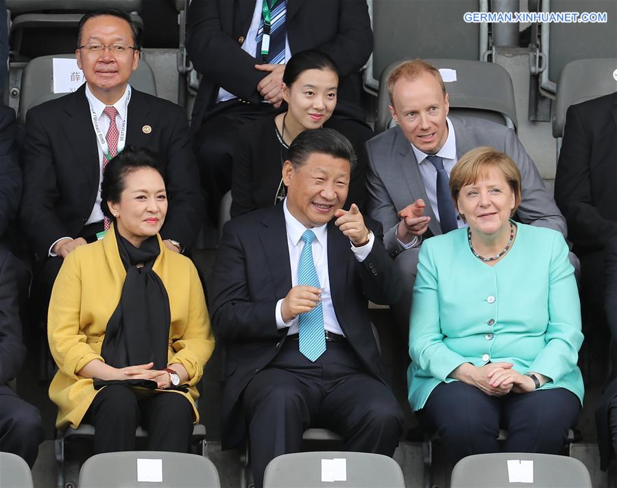 GERMANY-CHINA-XI JINPING-MERKEL-YOUTH FOOTBALL MATCH