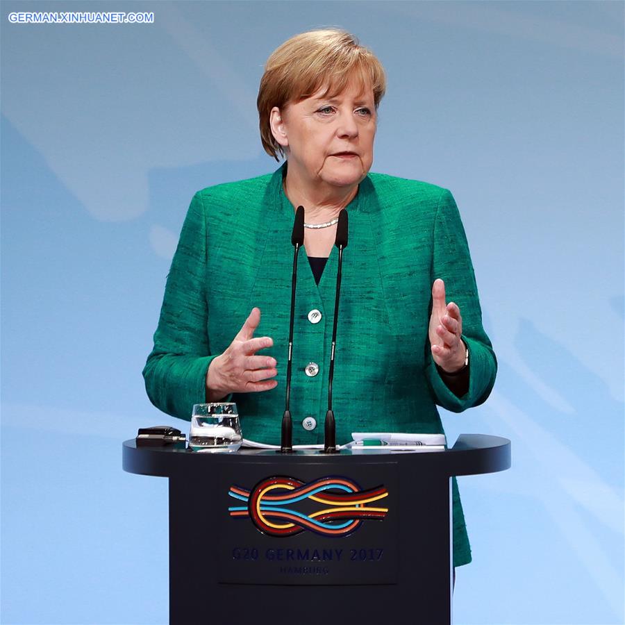 GERMANY-HAMBURG-G20 SUMMIT-MERKEL-PRESS CONFERENCE
