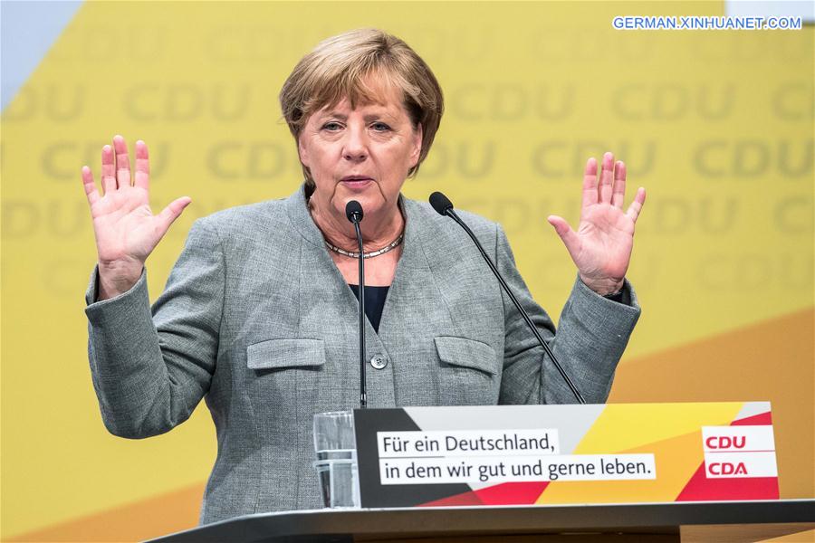 GERMANY-DORTMUND-MERKEL-ELECTION RALLY