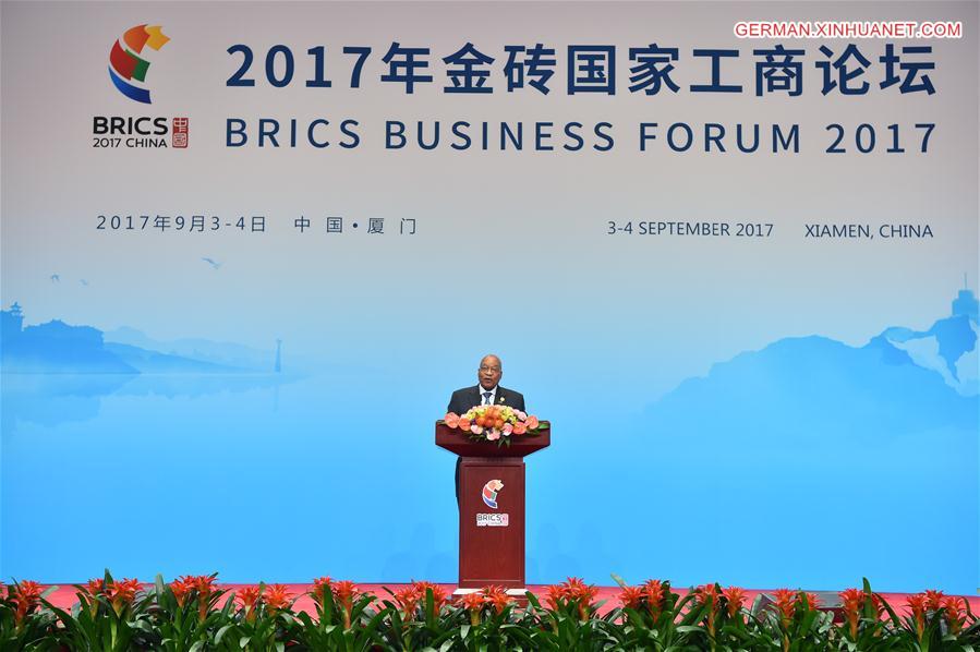 (XIAMEN SUMMIT)CHINA-XIAMEN-JACOB ZUMA-BRICS-BUSINESS FORUM-SPEECH (CN)