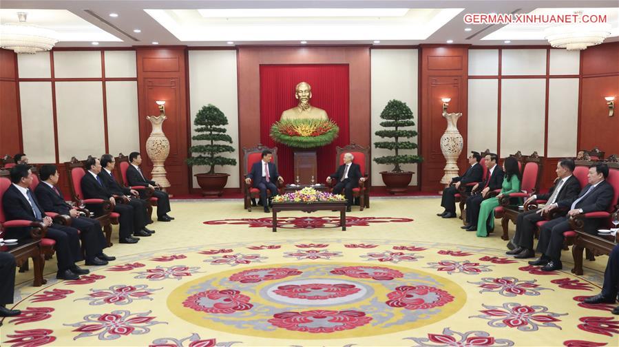 VIETNAM-HANOI-LIU YUNSHAN-NGUYEN PHU TRONG-MEETING