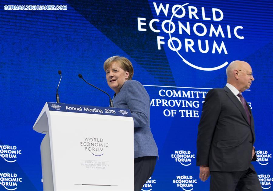 SWITZERLAND-DAVOS-WEF ANNUAL MEETING-GERMANY-MERKEL