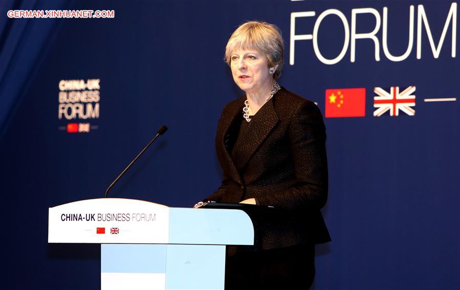 CHINA-SHANGHAI-BRITISH PM-BUSINESS FORUM