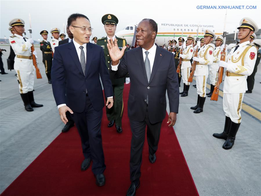 (FOCAC)CHINA-BEIJING-FOCAC-COTE D'IVOIRE-PRESIDENT-ARRIVAL (CN)