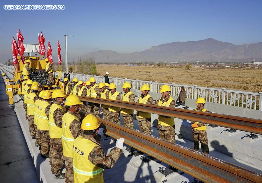 CHINA-HEBEI-BEIJING-ZHANGJIAKOU HIGH-SPEED RAILWAY-TRACK LAYING (CN)