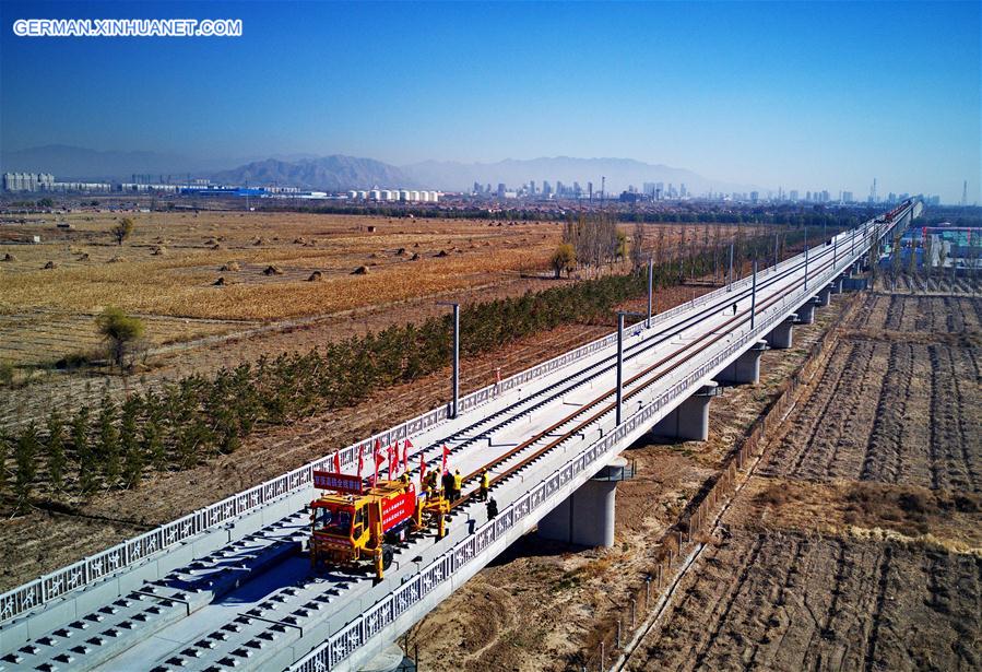 CHINA-HEBEI-BEIJING-ZHANGJIAKOU HIGH-SPEED RAILWAY-TRACK LAYING (CN)