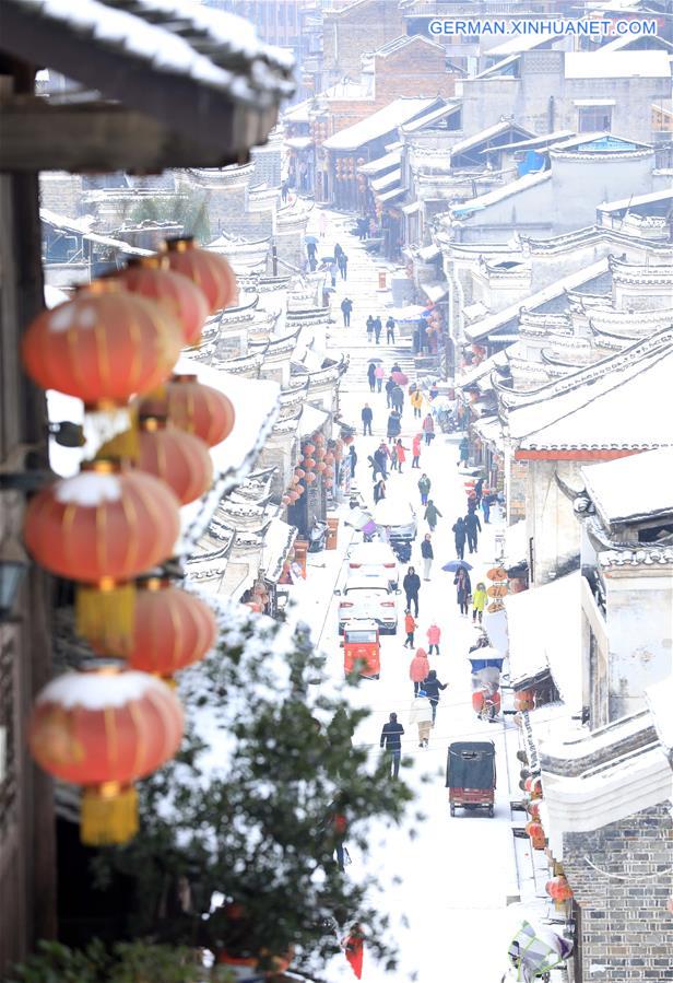 #CHINA-GUIZHOU-LIPING-ANCIENT STREET-SNOW SCENERY (CN)