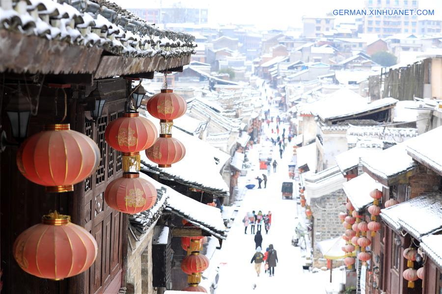 #CHINA-GUIZHOU-LIPING-ANCIENT STREET-SNOW SCENERY (CN)