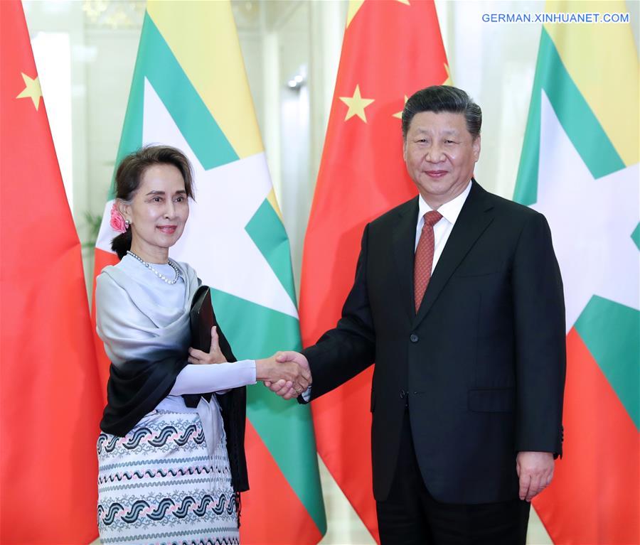 (BRF)CHINA-BEIJING-BELT AND ROAD FORUM-XI JINPING-MYANMARâS STATE COUNSELOR-MEETING (CN)