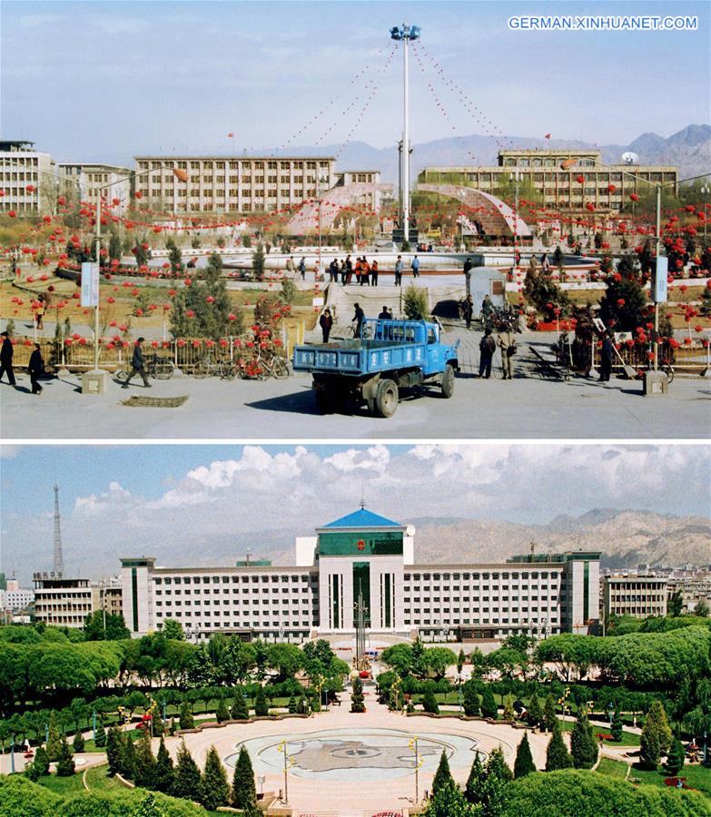 81jähriger Veränderung seiner Heimatstadt Korla in Xinjiang