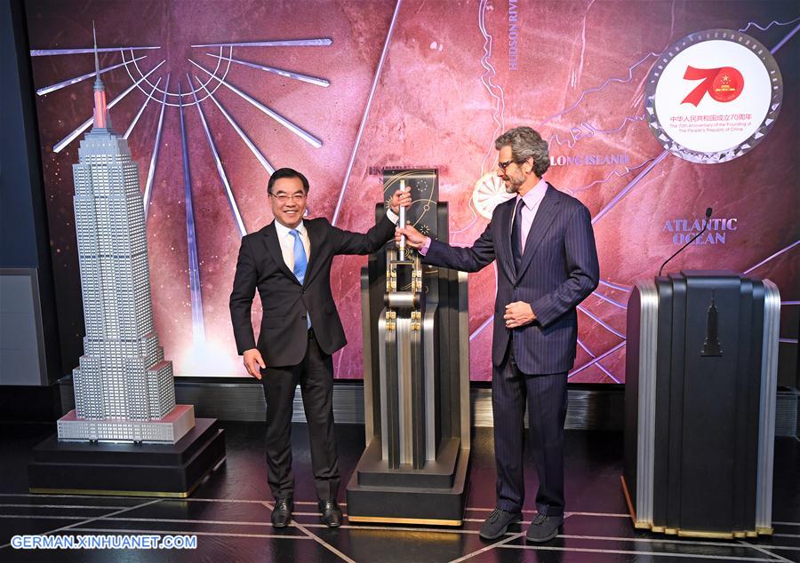 U.S.-NEW YORK-EMPIRE STATE BUILDING-LIGHTING CEREMONY-PRC-70TH FOUNDING ANNIVERSARY
