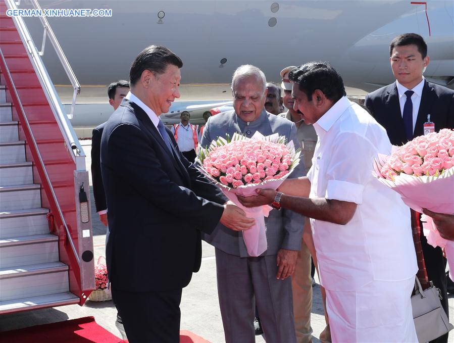 INDIA-CHENNAI-CHINA-XI JINPING-ARRIVAL