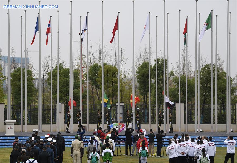 (SP)CHINA-WUHAN-7TH MILITARY WORLD GAMES-FLAG-RAISING CEREMONY