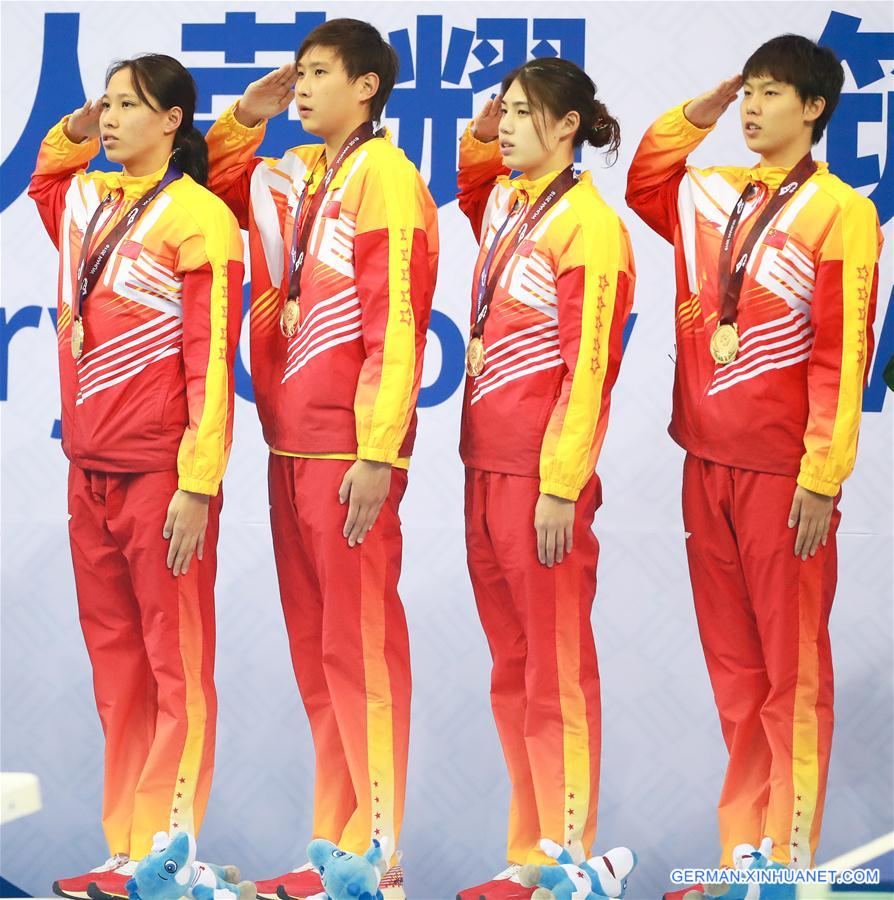 (SP)CHINA-WUHAN-7TH MILITARY WORLD GAMES-SWIMMING-WOMEN'S 4X100M FREESTYLE RELAY FINAL(CN)