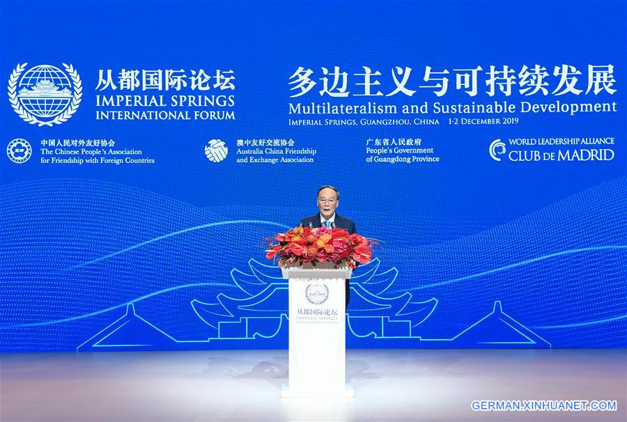 CHINA-GUANGZHOU-WANG QISHAN-IMPERIAL SPRINGS INTERNATIONAL FORUM-OPENING (CN)