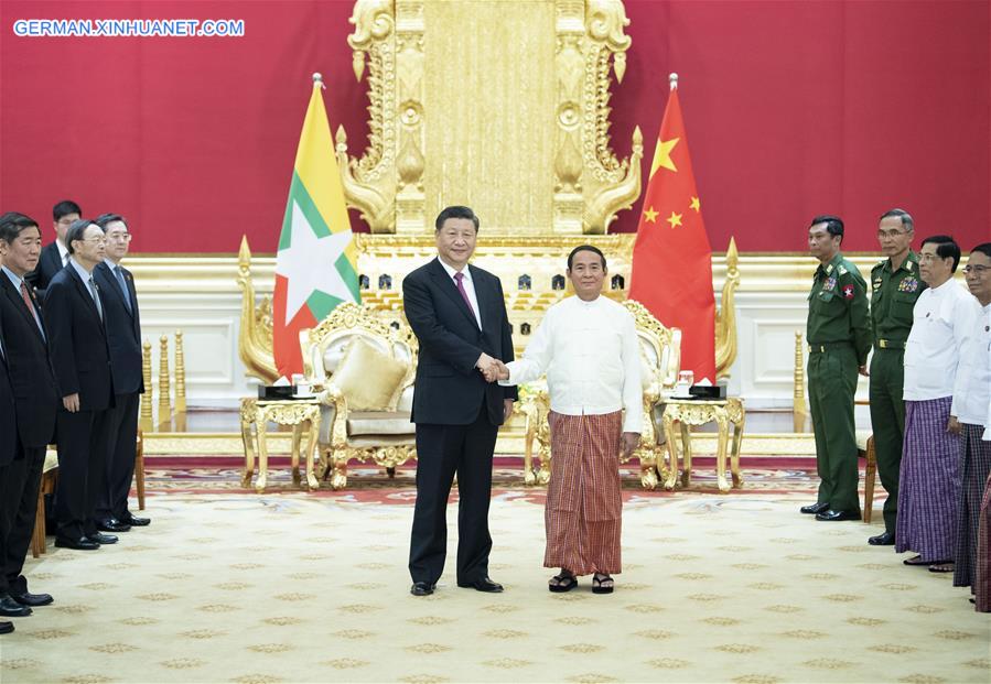 MYANMAR-NAY PYI TAW-CHINA-XI JINPING-PRESIDENT-TALKS  