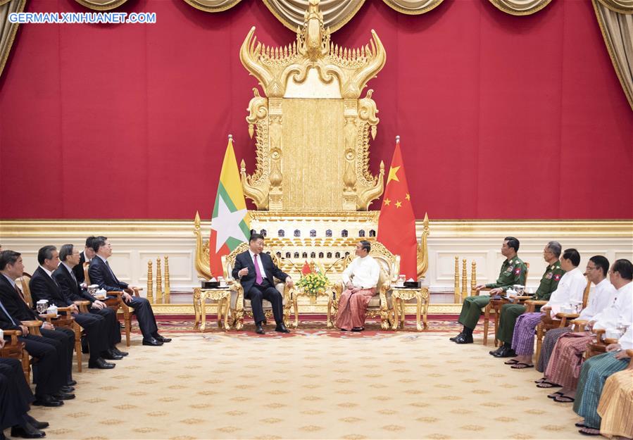 MYANMAR-NAY PYI TAW-CHINA-XI JINPING-PRESIDENT-TALKS  