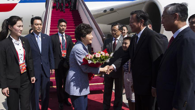 Park Geun-hye trifft in Beijing ein