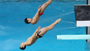 Training des chinesischen Wasserspringen-Teams in Rio