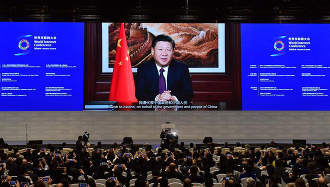 Xi Jinping hält über Video auf der Welt-Internet-Konferenz eine Rede