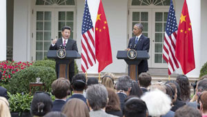 Xi Jinping und Obama treffen Presse
