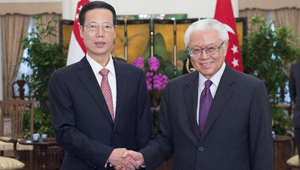 Zhang Gaoli trifft Singapurs Präsidenten in Singapur