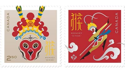 Briefmarken vom Jahr des Affens in Toronto