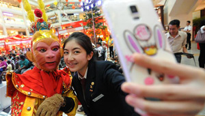 Affenkönig bei Neujahrsfeier in Bangkok