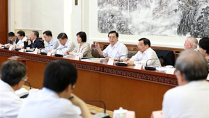 Zhang Dejiang sitzt einer Sitzung zur Inspektion der Durchsetzung des Lebensmittelsicherheitsgesetzes vor
